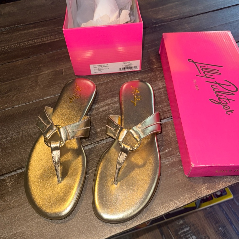 Lilly Pulitzer Metallic Gold Sandals